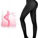 HONGTEYA 1 Pack  Fleece Lined Tights Women - Warm Sheer Pantyhose Fake Translucent Tights Winter Thermal Leggings (US, Alpha, Large, Regular, Regular, Fake Translucent Black)