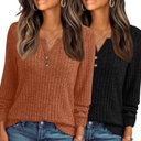 KILISU Long Sleeve Shirts for Women V Neck Lightweight Sweaters Fall Tops Tunic Cute Casual Loose Fashion Clothes 2025. Large