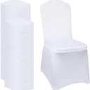 White Chair Covers 100 pcs Stretch Spandex Chair Covers Universal Fitted Chair Cover Protector for Wedding,Party, Banquet, Holidays, Celebration, DecorationWhite, 100 PCS