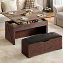 YITAHOME Lift Top Coffee Table Set with Storage Ottoman Bench & Wheels, 4 in 1 Convertible Dinning Center Tables with Hidden Compartment, Farmhouse Coffee Tables for Living Room Furniture, Walnut, 41.73 inches x 19.69 inches x 19.49 inches, Missing Manual