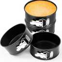 4 Pcs 6 Inch Non Stick Springform Pan with Removable Bottom Carbon Steel Cheesecake Pan Round Springform Cake Mold with Stainless Steel Spring Buckles for Baking Kitchens Restaurant (Black)