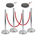 REGRACENLO Stanchions with Velvet Ropes Set, 5 ft Velvet Ropes and Posts, Stainless Steel Barriers for Crowd Control Barriers, Party Supplies, Exhibition (Silvery-4pcs)