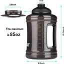 Water Bottle with Handle 2.5L Large Sports Water Bottle Half Gallon BPA Free Plastic Water Bottles Wide Mouth Water Bottle 83oz Reusable Gym Water Jug for Home Drinking Outdoor Sports Hiking Fitness