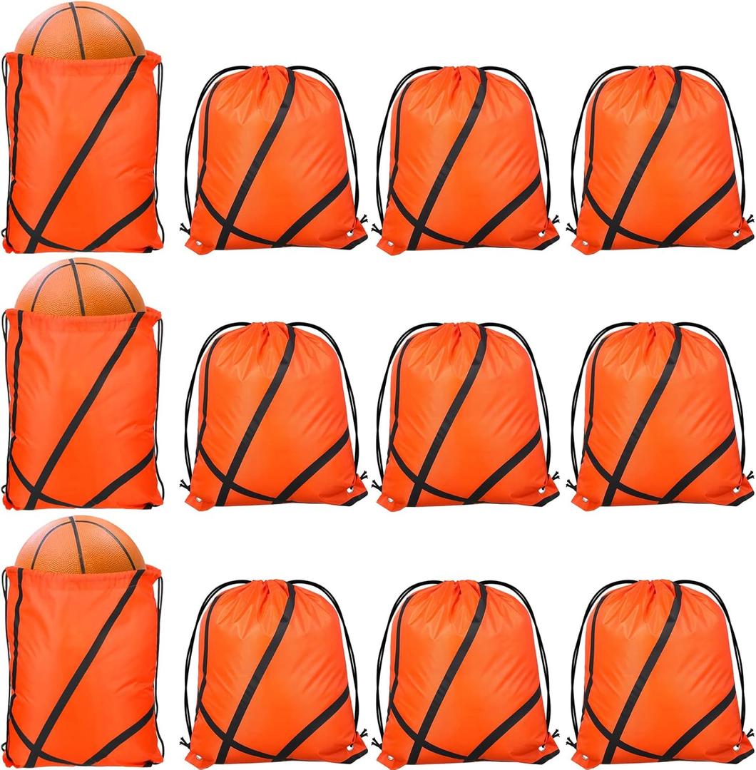 Riakrum 12 Pcs 16.5 Inch Ball Drawstring Backpack Party Drawstring Bag for Sports Travel Gym Workout