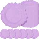 50 Pcs Lavender Charger Plates Bulk 13 Inch Plastic Charger Plates for Dinner Plate, Lavender Chargers for Table Setting, Reef Design Plate Floral Decorative Round Chargers for Wedding Party, Event