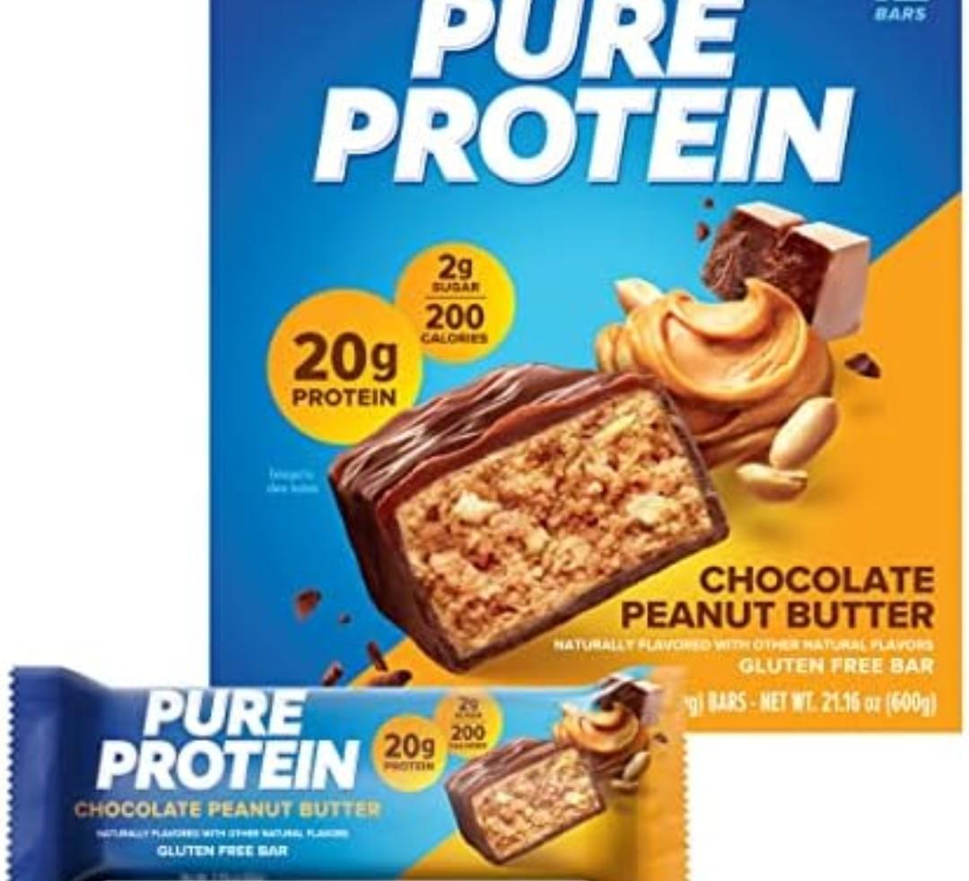 Pure Protein Bars, High Protein, Nutritious Snacks to Support Energy, Low Sugar, Gluten Free, Chocolate Peanut Butter, 1.76oz, 10 Count (Packaging May Vary)(BB: 27 May, 2026)