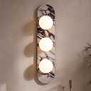 Fumete Natural Marble Wall Sconces 3 Light Alabaster Hardwired Wall Light in One Sconce Modern Cute Walls Mount Walls Lights for Bathroom Vanity, Bedroom, Living Room, Hallway, Staircase, 23.6x 4.7 inches