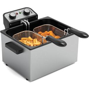 1750W Electric Deep Fryer with Basket,5L /21 Cups Stainless Steel Electric Oil Fryer with 3 Frying Baskets, Adjustable Temperature,View Window Lid,Countertop Stainless Steel Body Deep Fryer Pot