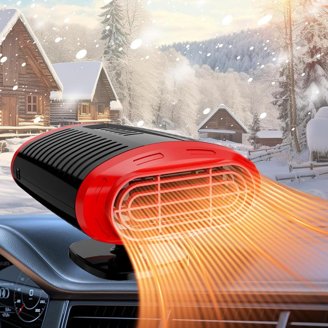 Portable 12V Car Heater, 2 in1 Fast Heating and Cooling Fan for Car Windshield Defogger Defroster, Plug-in Cigaerte Lighter Suitable for Vehicles Cars SUV (DEPS320)