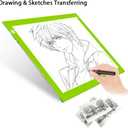 LitEnergy Portable A4 LED Copy Board Light Tracing Box, Green Ultra-Thin Adjustable USB Power Artcraft LED Trace Light Pad for Tattoo Drawing, Streaming, Sketching, Animation, Stenciling