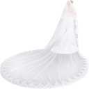 EllieHouse Women's 2 Tier Royal Length Lace Wedding Bridal Veil With Comb L01 (White)