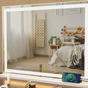 NICESTi Large Vanity Mirror with Lights 31.6'' x 24'', Lighted Makeup Mirror with Dimmable 3 Modes for Dressing Room & Bedroom, Touch Screen Control, Aluminum Frame Silver