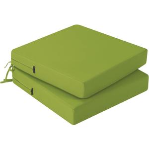 idee-home Outdoor Chair Cushions Set of 2, Waterproof Outdoor Seat Cushions for Patio Furniture, Outside Replacement Chair Pad with Ties for Lawn Deck Porch, 19 x 19 Green