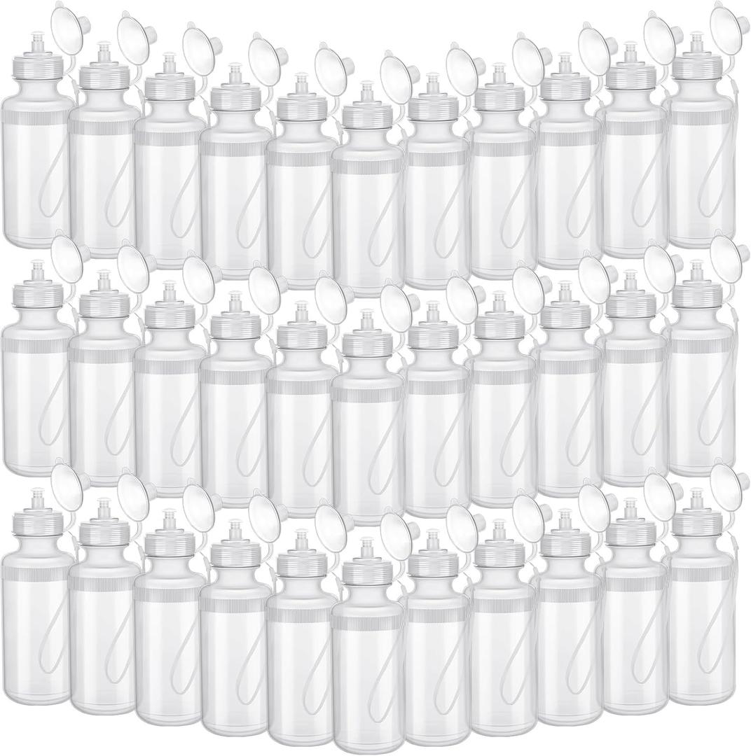Ziliny 72 Pcs Sports Water Bottles Bulk for Team 20 oz Squeeze Reusable Plastic Water Bottles with Lanyards Blank DIY Cups End of the Year Gifts for Cycling Summer Camp Party Favors