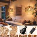 Maliralt Hanging Lamps Rattan Pendant Light Hanging Lights 16.4ft Plug in Cord Pendant Light Fixture Plug Into Wall Outlet Pendant Lighting with On Off Switch for Bedroom Living (Cylindrical Shade)
