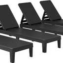 YITAHOME Outdoor Chaise Lounge Chairs Set of 4 with 4-Position Adjustable Backrest Easy Assembly, Waterproof Lightweight for Patio, Poolside, Beach, Yard, Black