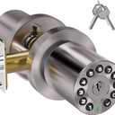 Keypad Door Knob with Key,Keyless Entry Door Lock, Code Locks Door Knob, Auto Lock,50 User Code,Easy to Install,for Home,Office,Hotel,Bedroom,Garage,No Deadbolt (Satin Nickel)