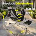Hammock Camping Chair with Footrest, Oversized Swinging Folding Camp Chair for Adults, Adjustable Back & Seat, Heavy Duty Rocking Chair with Cup Holder & Pillow for Outdoor Patio Lawn RV, Black