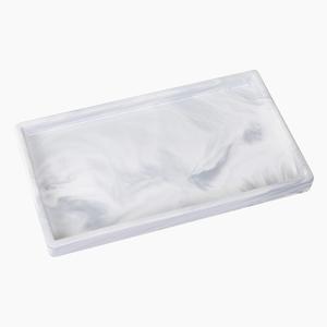 Bathroom Vanity Tray - 11'' Ceramic Rectangle Countertop Tray, Heavy-Duty Perfume Organizer Plate, Jewelry Ring Tray, Kitchen Soap Dispenser Stone Trays, Marble White