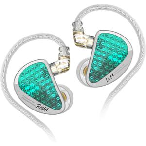 Linsoul KZ AS16 Pro Wired Earbuds, 16BA Balanced Armature Drivers Earphones HiFi Bass in Ear Monitor Earphones with Detachable 0.75mm 2 pin Cable (Cyan, Without Mic)