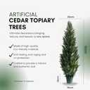 4 Feet Outdoor Artificial Topiary Cedar Tree, Set of 2 UV Resistant Potted Faux Cedar Trees for Outdoors and Indoors, Decorative Fake Shrubs Topiary Trees for Home Living Room Front Door Decor