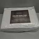 Velvet Quilt Bedspread, Ultra Soft Bedding Sets, Lightweight Quilted Velvet Comforter Set with 1 Quilt & 2 Pillow Shams (Off-White, King/Cal.King, Wave Pattern)