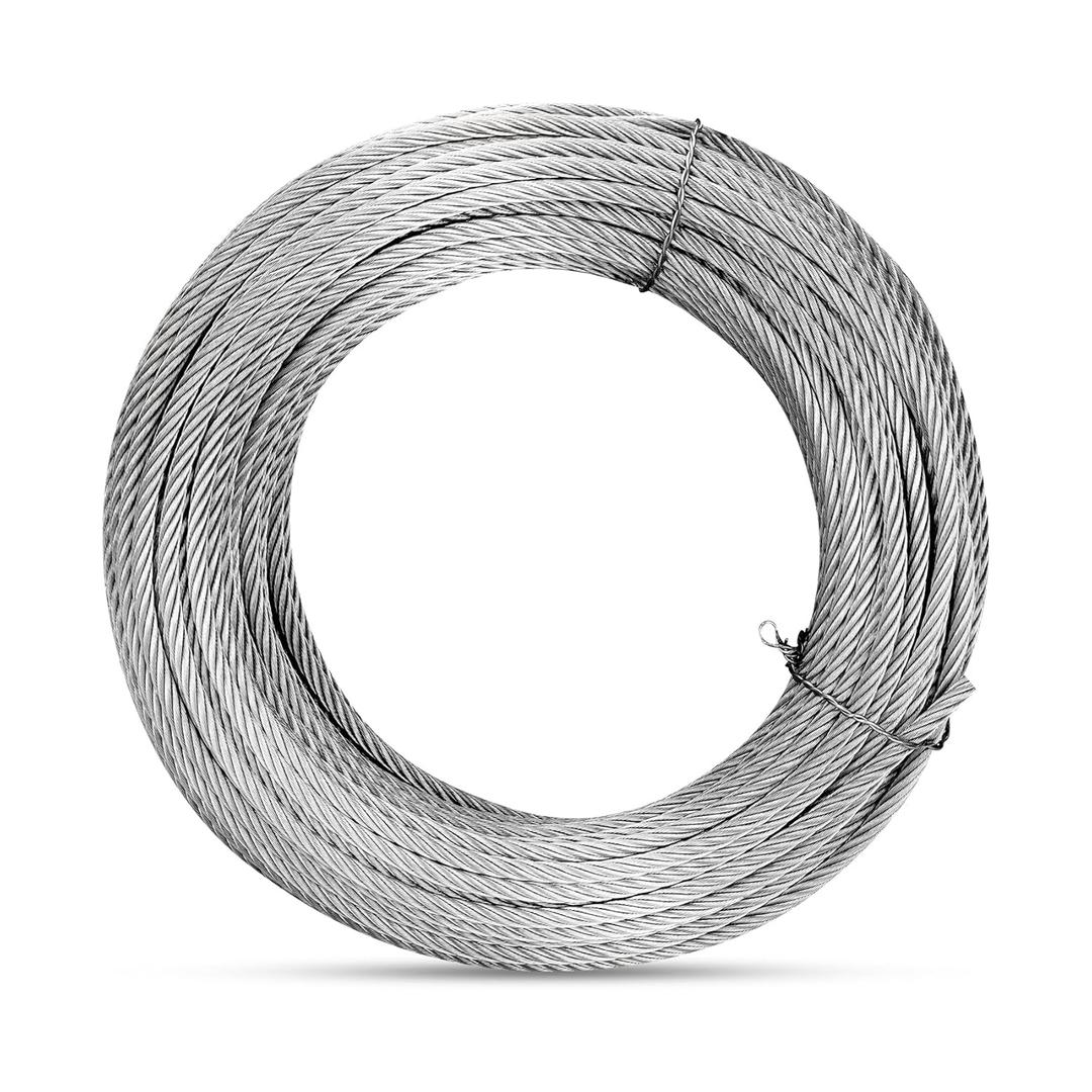Thickened 3/16" Stainless Steel Cable, 100ft Wire Rope, 7X19 Strands Aircraft Cable, 3700lbs Breaking Strength, Zip Line for Heavy Duty Applications, Deck Railing, String Lights & Yard Zipline
