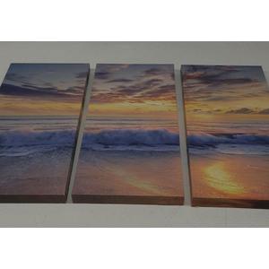 Renditions Gallery-Canvas Prints Wall Art-Dawn Rays-Gallery Wrapped-Landscape-Modern-Home Décor-Ready to Hang-3 Pieces-Each Canvas 12x24 inch 3-Pc
