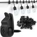 Outdoor String Lights Clips, Weatherproof Cable Hanger Hooks for Hanging Fairy Lights, Holiday Decor - Black, 50 Pack