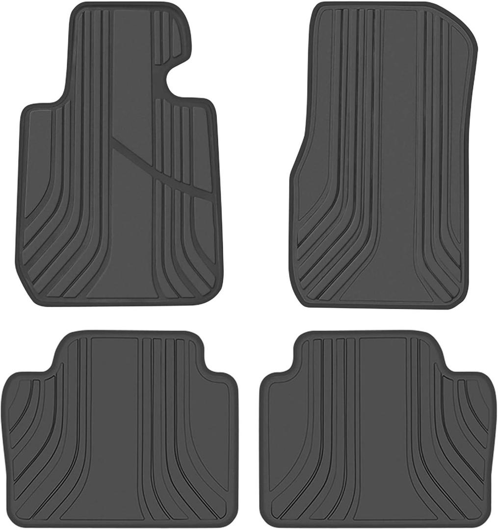 Car Floor Mat for BMW 3/4 Series Custom Fit F30 F31 F32 F33 F36 320i 328i 335i 2012 2013 2014 2015 2016 2017 2018 Full Black Rubber Auto Floor Liners Set All Weather Heavy Duty Odorless