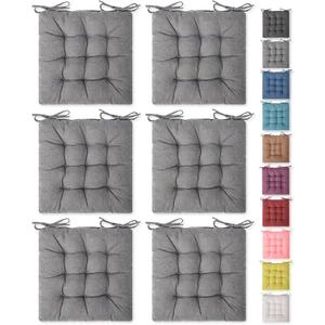 SQUARE MOON 6 Pack Seat Cushion, Chair Cushion, Comfort Chair Pads, Chair Mat for Indoor, Outdoor Dining Chair, Office Chair, Desk Chair, 16 Inch × 16 Inch, Light Grey