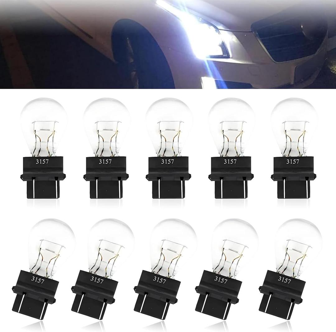 3 x 10 Pack 3157 Car Brake Light Bulb Replacement, 12V 21/5W Vehicle Turn Signal Light Accessory, Waterproof Quartz Glass Lighting Bulbs Accessory, Universal for Most Cars (White)