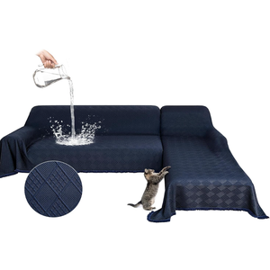 HYZOTEX Waterproof L Shaped Sectional Couch Covers Blanket 2 Piece Sectional Sofa Cover Washable L Shape Sofa Slipcover Jacquard Quilted Furniture Protector for Dogs Pets Cats (XXLarge, Navy Blue)