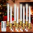 Christmas Window Candles, 8pcs Christmas Flameless Taper Candles Battery Operated with Remote & Timer, Candlestick, Suction Cups for Christma/Home/Wedding VNRFEIU