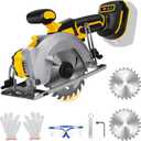 5.5 Inch Cordless Circular Saw for Dewalt 20V Battery, Power Wood Saw with Brushless Motor, 0-45 Cutting Bevel, Max Cutting Depth 1.9"(90), 1.57"(45), Idea for Wood, Plastic, Soft Metal
