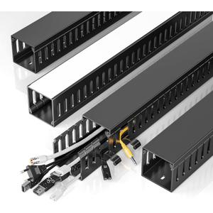 Yecaye 62.8in(4x15.7in) Cable Raceway, Large Under Desk Cable Management for Server Rack Wire Raceway, Wire Management Tray, Cord Organizer for Gaming Desk, Black