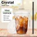 Ziliny 100 Set Clear Plastic Cups with Lids and Straws, Disposable Iced Coffee PET Cups for Drinking Cold Beverage Juice Parfait Smoothie Milkshake Coffee Shops Party Supplies (16 oz)
