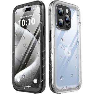 SPORTLINK for iPhone 15 Pro Max Case Waterproof  Buit in Screen Protector [Compatible with MagSafe][IP68 Underwater][6.6FT Military Dropproof][Dustproof] Full Body Shockproof Case 6.7" Black