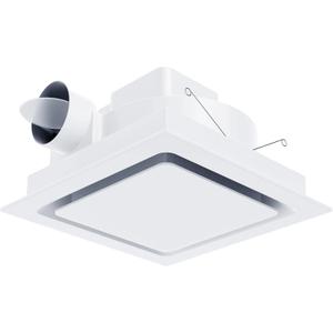 Bathroom Exhaust Fan 12" Panel Ultra Quiet without Light10x10 Mount, 1.0 Sone 130CFM, 4" Duct for Bathroom/Garage/Home (10in(Hole Size))