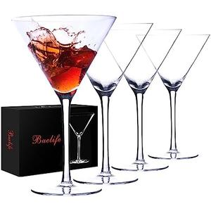 Handblown Crystal Martini Glasses Set of Only 3 9.5 oz Coupe Glass Set with Stem - Elegant Cocktail Glasses for Bar, Margarita, Cosmopolitan, Manhattan, Gimlet - Unique Gift for Mother’s Day