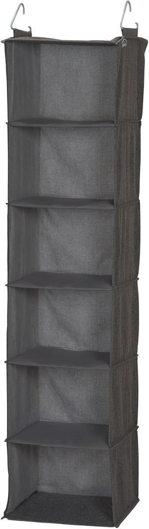 Household Essentials 6-Shelf Linen Hanging Closet Organizer, Gray (Grey)