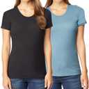 32 DEGREES Women 2 Pack Cool Scoop Neck Wicking Tee Shirt (X-Large, Dust Teal/Black)