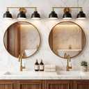 Tribesigns 3 Light Bathroom Vanity Light, 24" Black and Gold Bathroom Light Fixtures with Metal Shade, Modern Vanity Lighting Fixtures Over Mirror