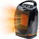 Comfort Zone 1500W Portable Ceramic Space Heater, Fan-Forced, 70 Oscillation, Adjustable Thermostat, 3 Heat Settings + Fan Mode, Small Room Heater, Overheat & Tip-Over Protection, Black