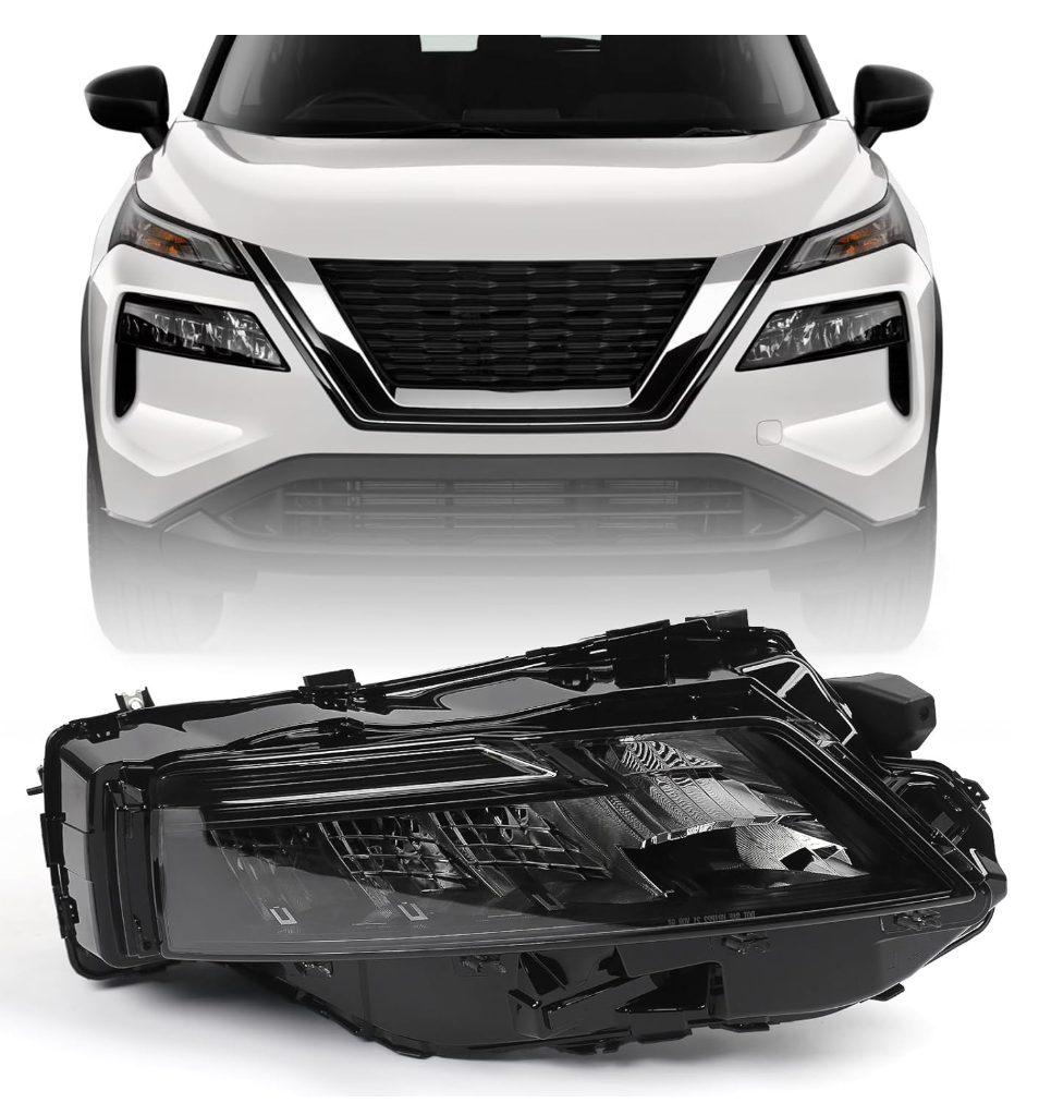 Huray LED Headlight Assembly Fit for Nissan Rogue SL/SV 2021 2022 2023 RH Projector Headlamp Replacement OE Style Right Passenger Side (Black Housing)