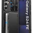 ATATOO for Samsung Galaxy S24 FE Case with Card Holder(Store 4-5 Cards) [RFID Blocking] & Slide Camera Cover, Military Grade Protection, Rugged Silicone Wallet Case for Galaxy S24 FE 6.7" 2024, Black