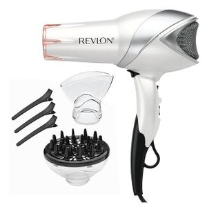 REVLON Infrared Hair Dryer with Diffuser & Concentrator  Ionic Ceramic Blow Dryer for Frizz Control, Shine, Soft Hair & Moisture Protection  1875W Professional SalonQuality (White)