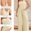 HOTIAN Womens Jumpsuits Overalls Summer V Neck Sleeveless Causal Wide Leg Jumpers Rompers with Pockets Beige (Yellow, M)