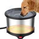 6.5L Heated Water Bowl, Stainless Steel Outdoor Heated Dog Bowl with Anti-Chew Cord, Large Capacity Heated Pet Slow Drinking Dish Provide Warm Water in Winter for Dogs