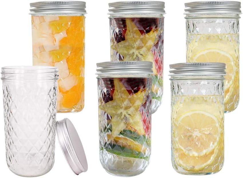 6 Pack 20 oz Glass Mason Jars With Lids, Canning Jars for Jam, Honey, Sugar, Coffee, Candy, Cookie, Wedding Favor Decorating Jelly Jar, Candle Holder
